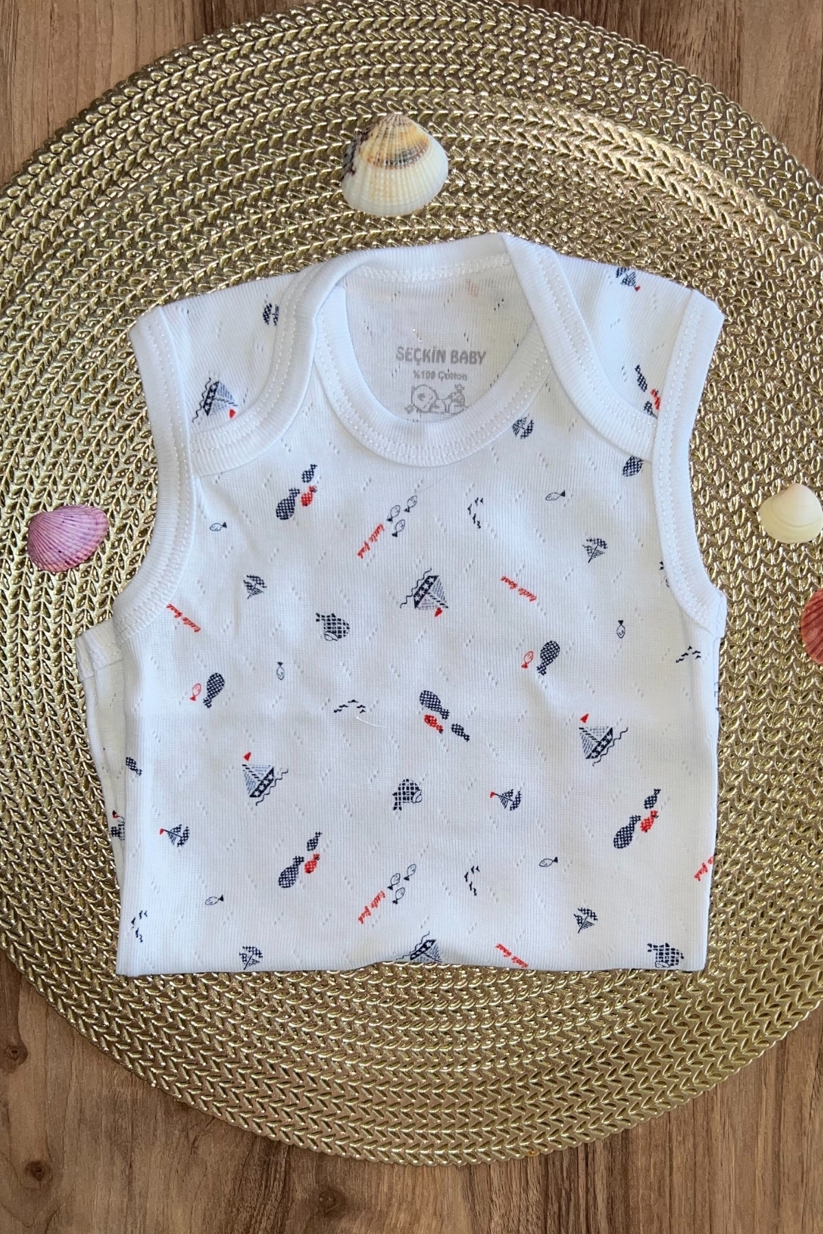 Deniz Temalı Çıtçıtlı Zıbın