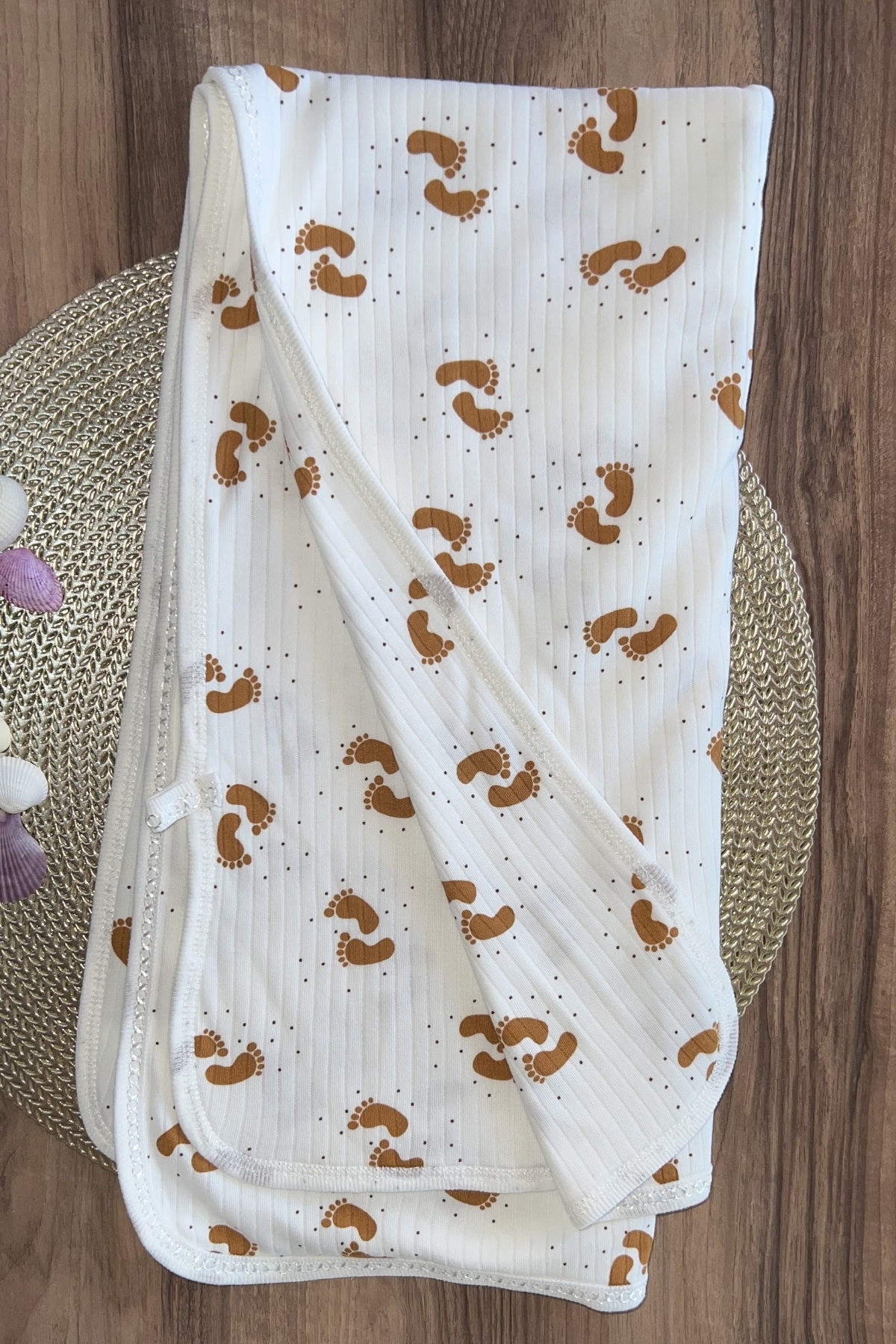 Ayak İzi Desen Penye Battaniye