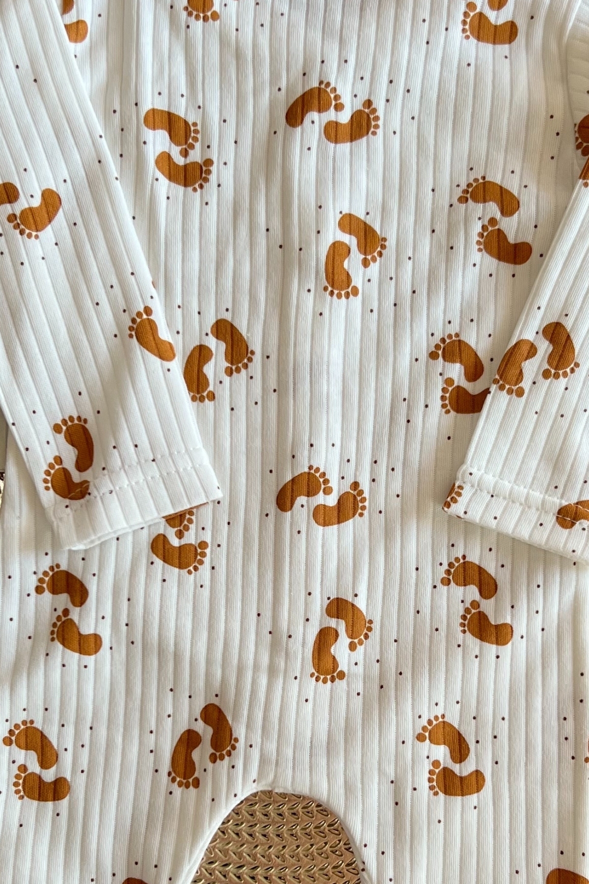 Ayak İzi Desen Bebek Tulum