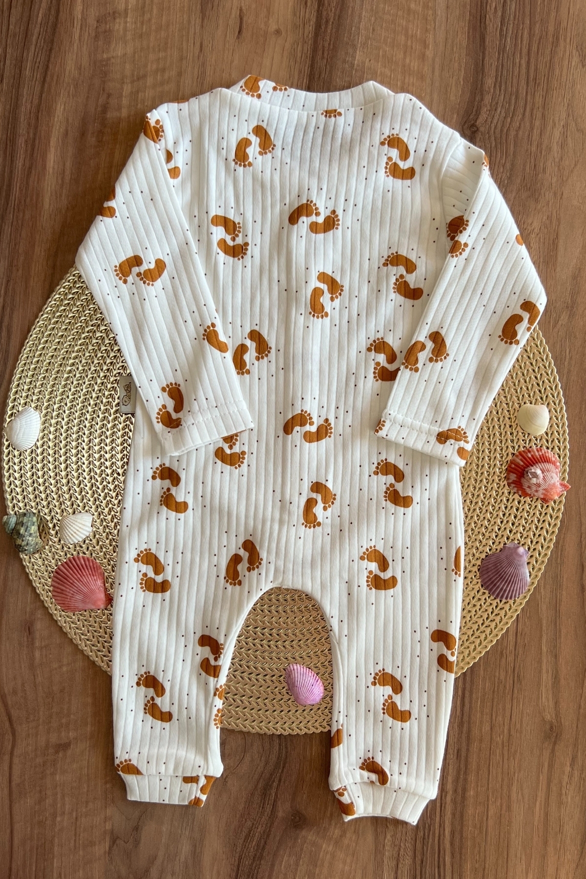 Ayak İzi Desen Bebek Tulum