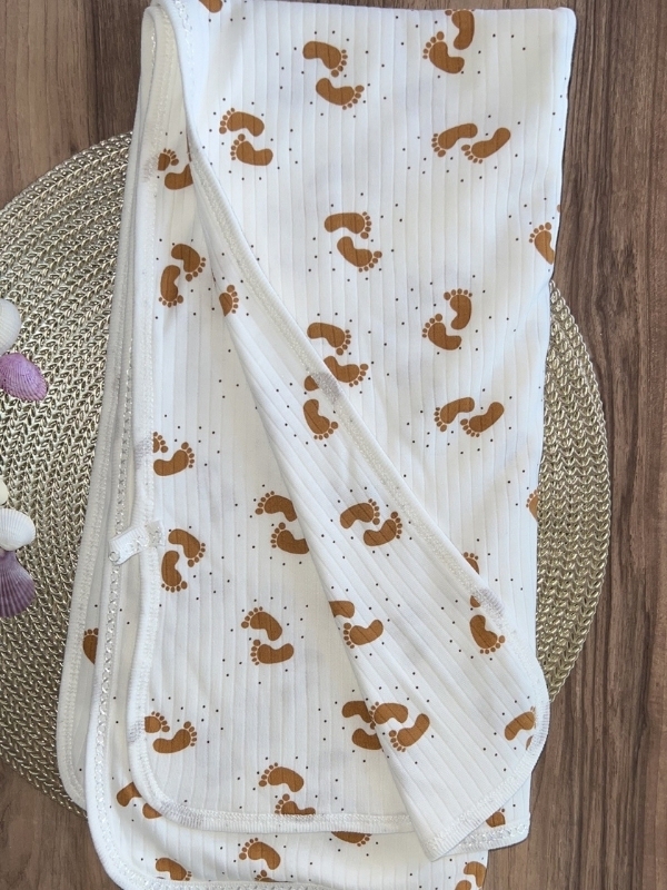 Ayak İzi Desen Penye Battaniye