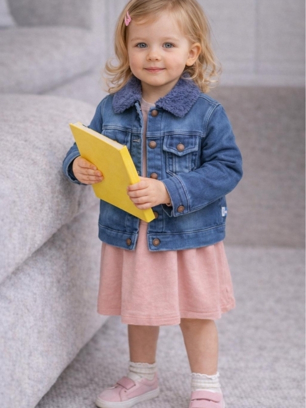 Kız Çocuk Kot Ceketli Elbise