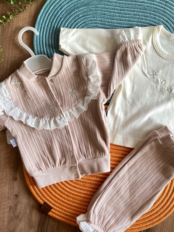 Dantel Detay 3'lü Kız Takım 