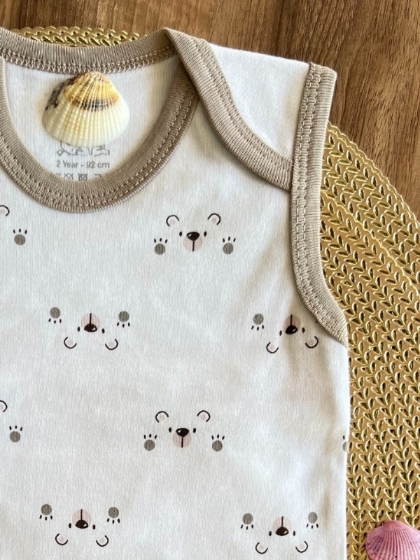 Ayıcık Desen Çıtçıtlı Zıbın