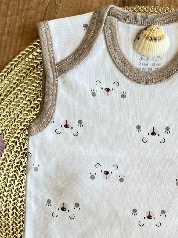 Ayıcık Desen Çıtçıtlı Zıbın