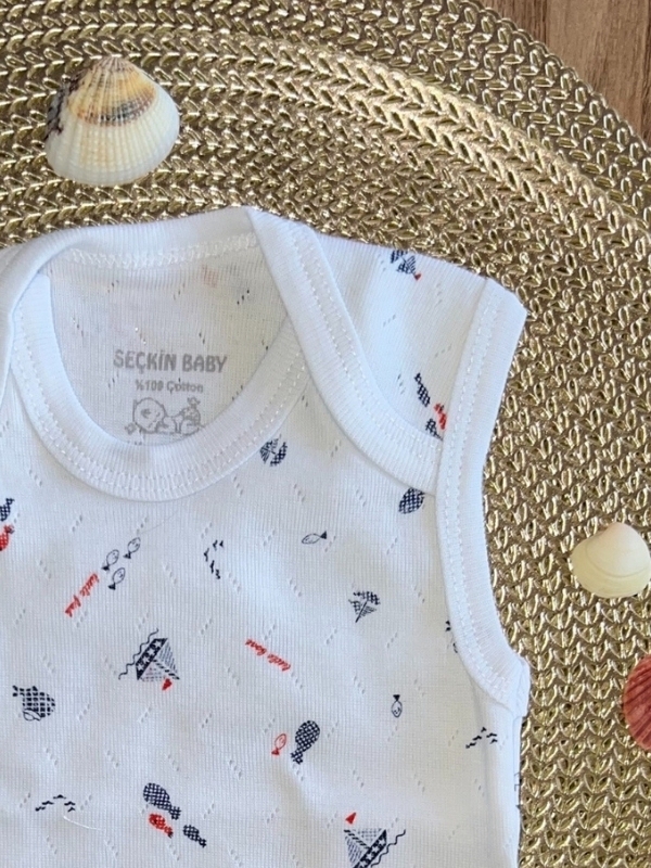 Deniz Temalı Çıtçıtlı Zıbın