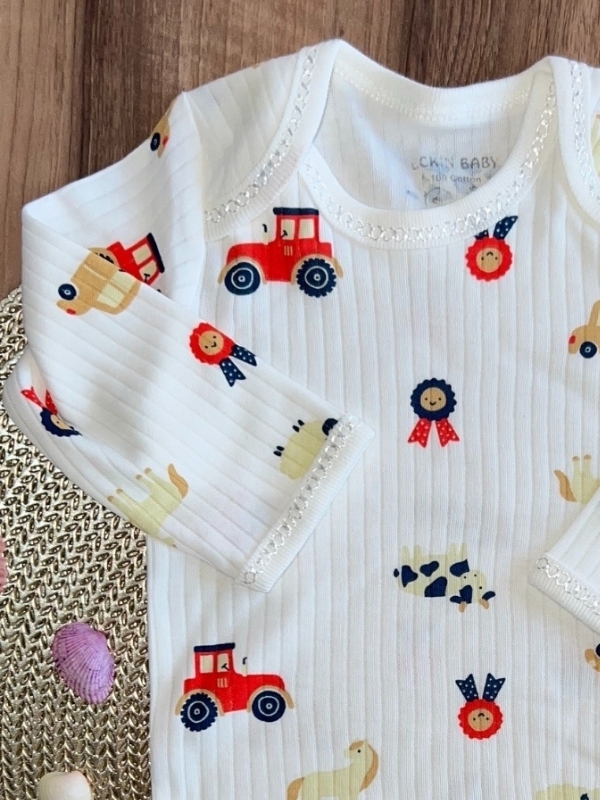 Traktör Desen Çıtçıtlı Zıbın